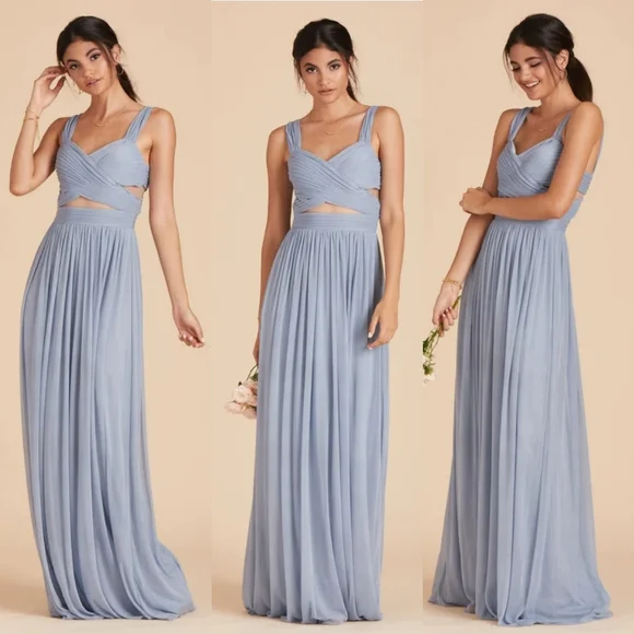 Birdy Grey Blue Mesh Elsye Bridesmaid Gown - Picture 3 of 12